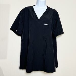 figs | catarina chest pocket black v-neck scrub top